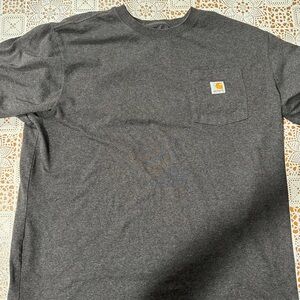 Carhartt Gray Pocket Tee with Gold Logo Patch